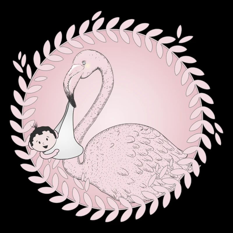 Flamingo bringt das Baby anstatt der Storch