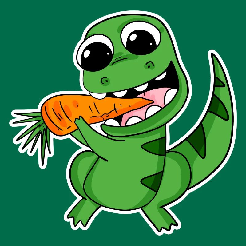 Dino eats carrot