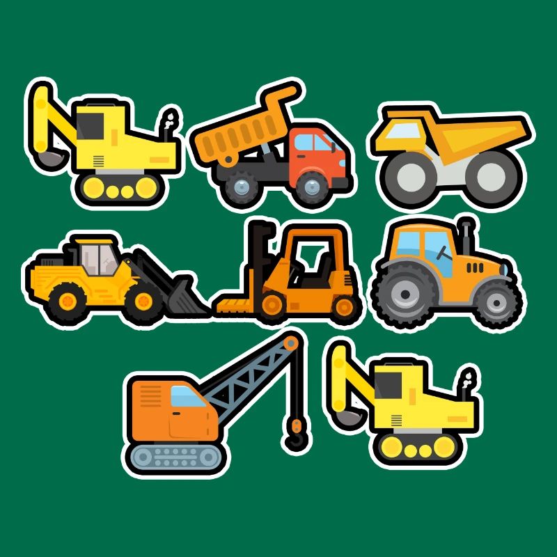 Excavatrice Chantier de construction Ouvrier de construction Camion de construction I Cadeau
