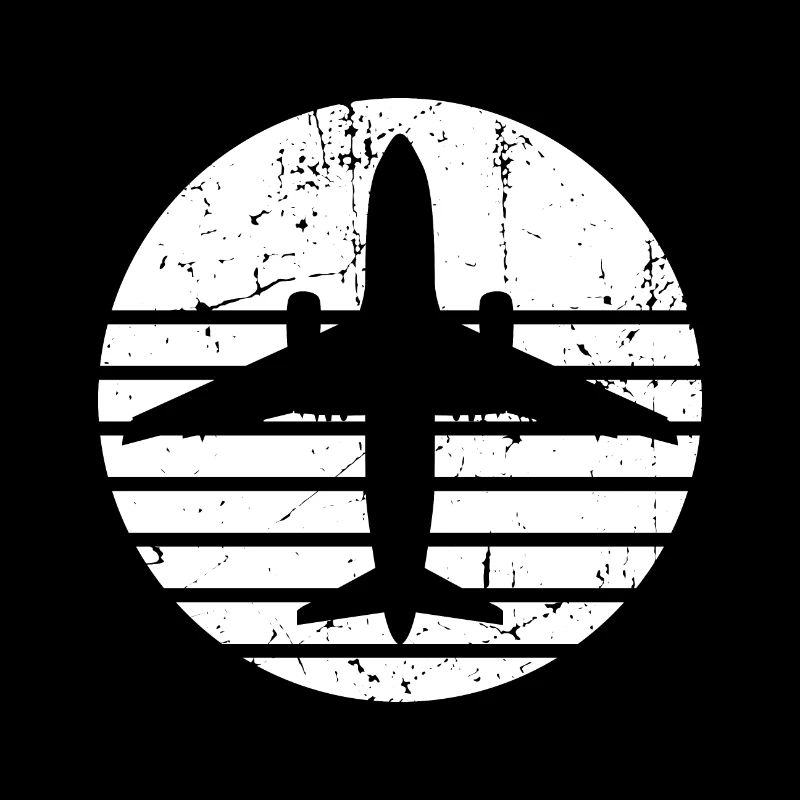 Airplane silhouette with retro line design