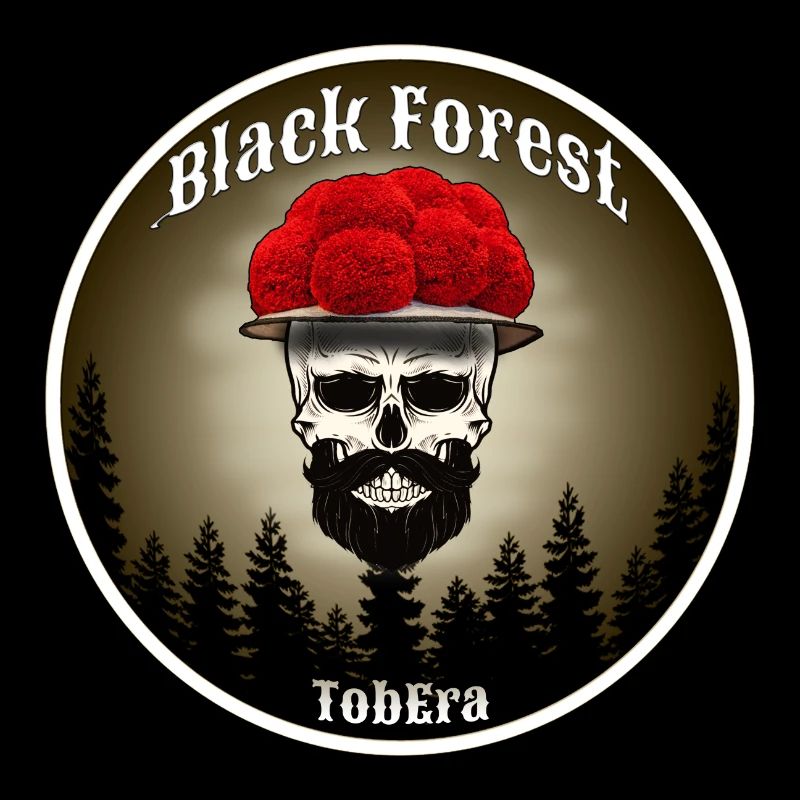 Schwarzwald Skull mit roten Blüten