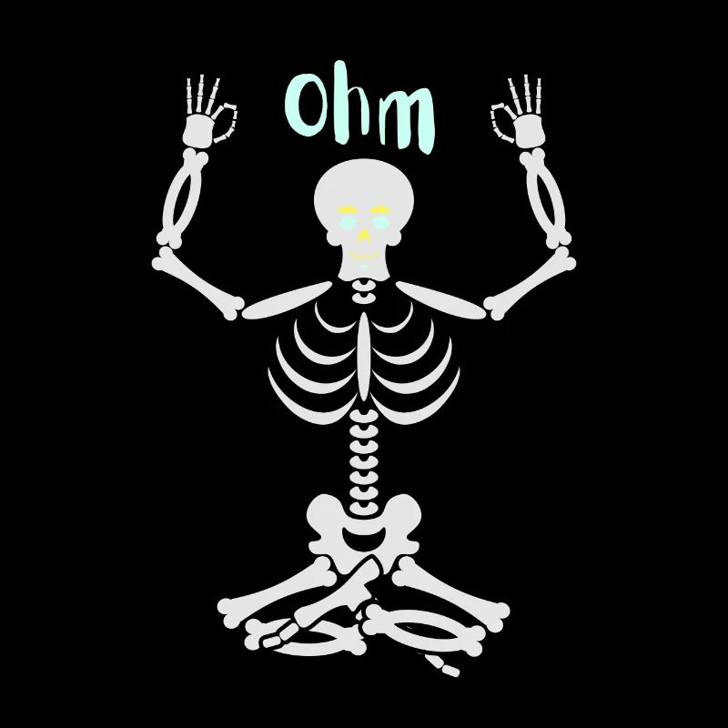 Skelett im Yogasitz Ohm