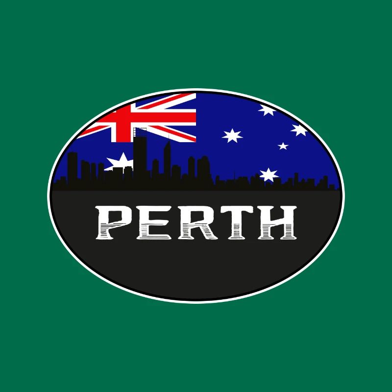 Perth Australie Skyline Silhouette Drapeau australien