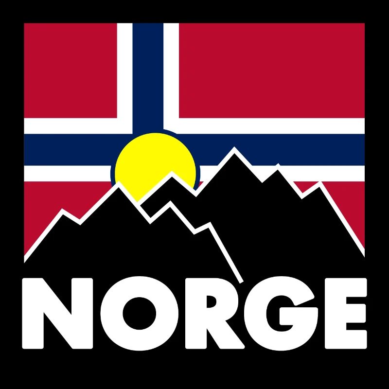 Drapeau de la Norvège avec des montagnes
