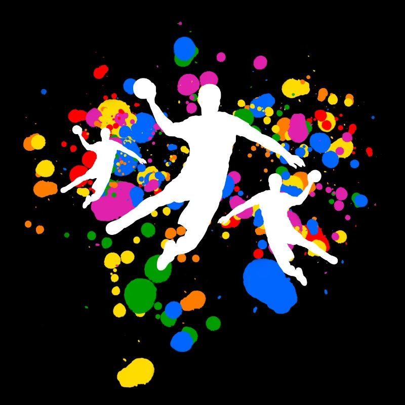 Handball mit buntem Feuerwerk