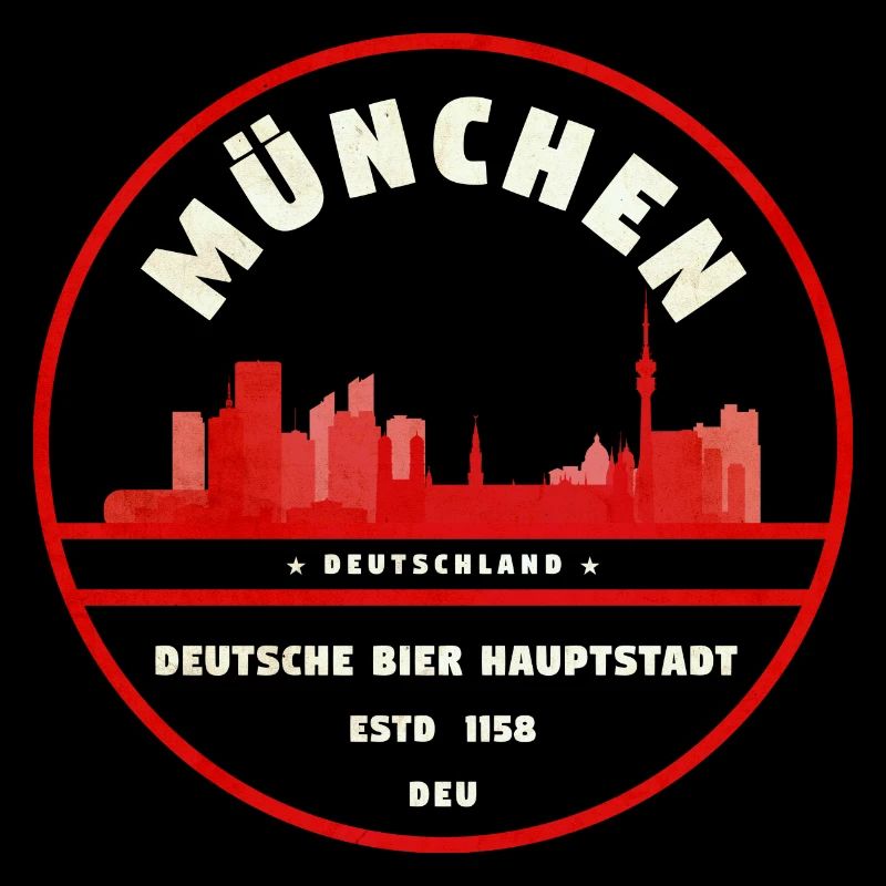 Munich Skyline Stamp Red Badge