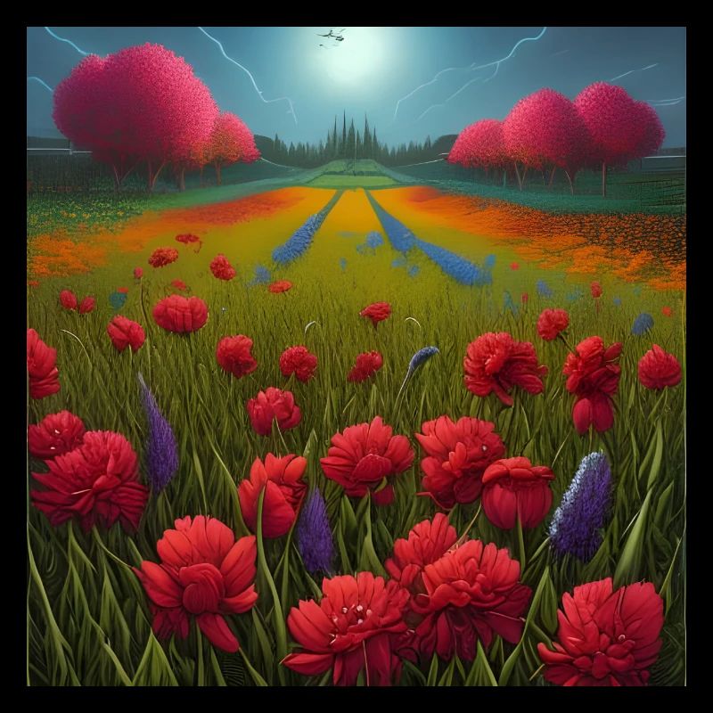 Wunderschöne Blumen am Horizont der Feldstraße