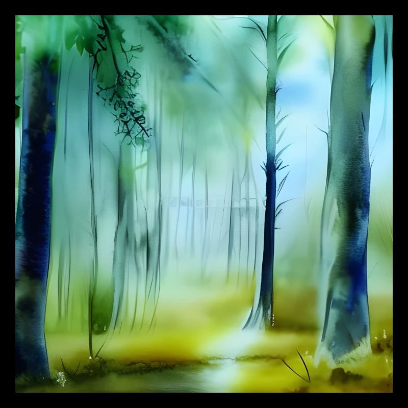 Calming watercolor forest