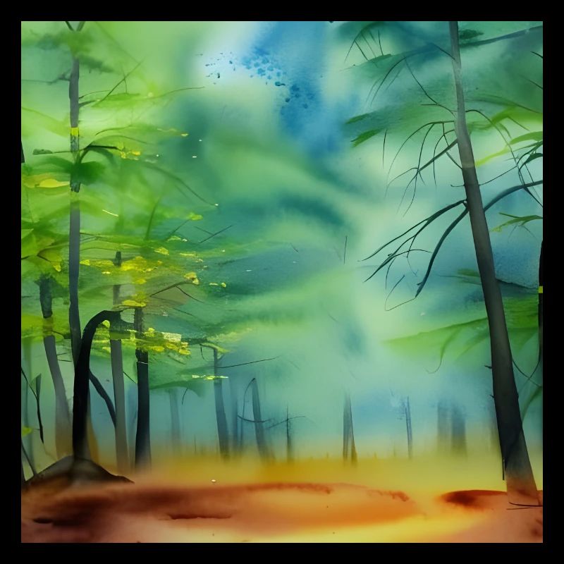 Forêt d’aquarelle brumeuse