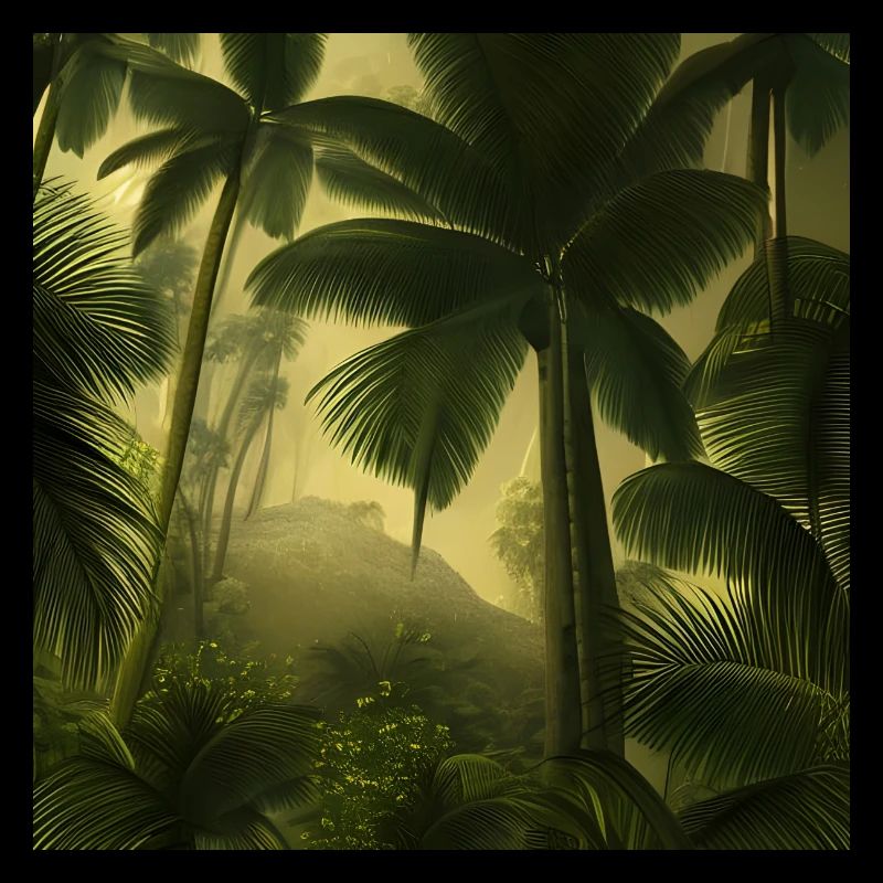 A forest with palm trees