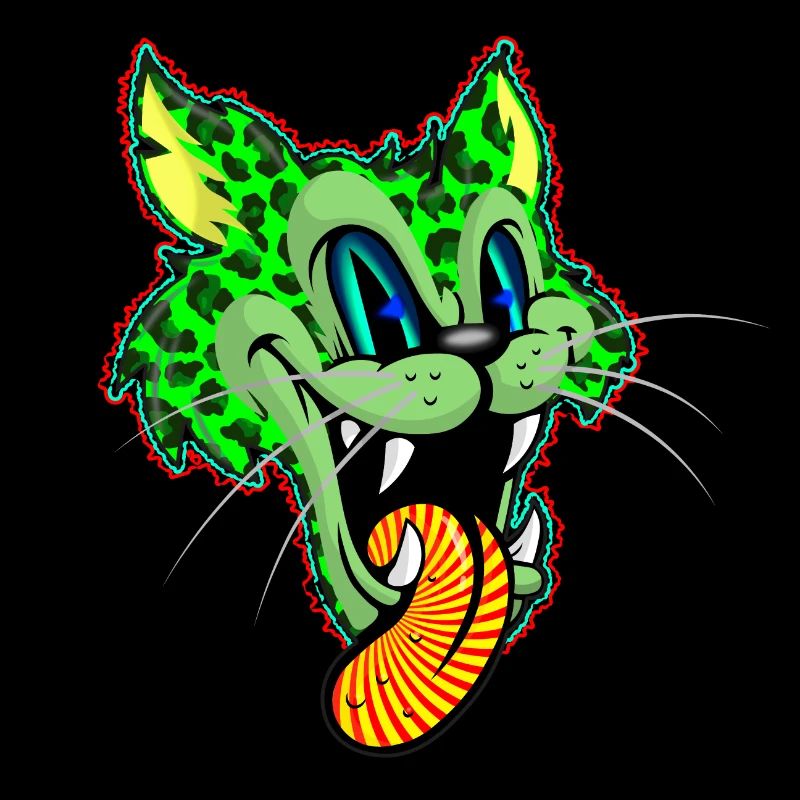 Leopard Grün Comic Psychedelisch