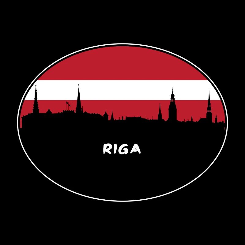Riga Lettonie Drapeau Skyline Silhouette Travel