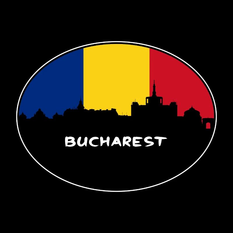 Bucarest Roumanie Drapeau Skyline Silhouette Travel