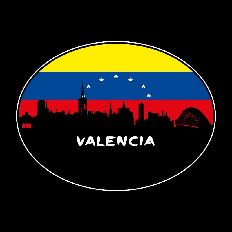 Valence Venezuela Drapeau Skyline Voyage Silhouette