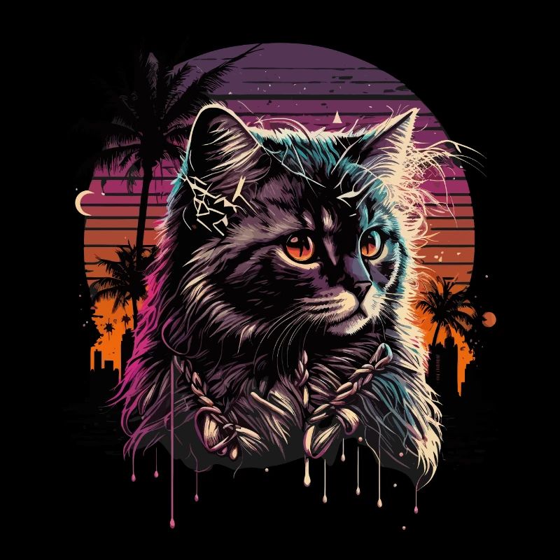 Synthwave Katze