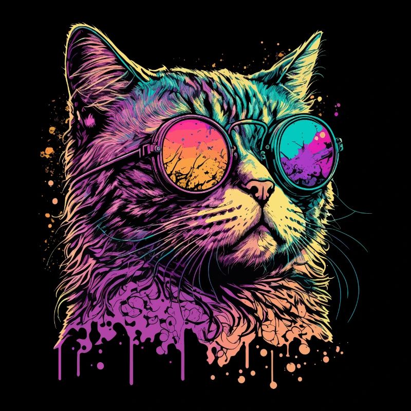 Chat néon avec lunettes de soleil