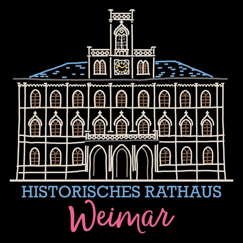 Weimar, historisches Rathaus, Strichzeichnung