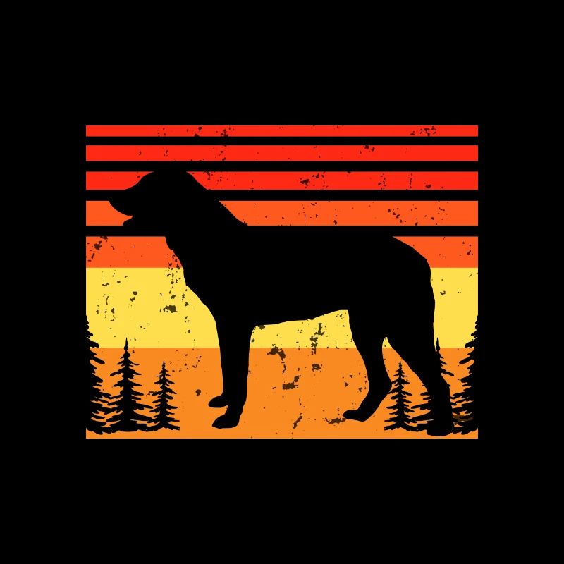 Cao De Castro Laboreiro Dog Silhouette Retro Sun