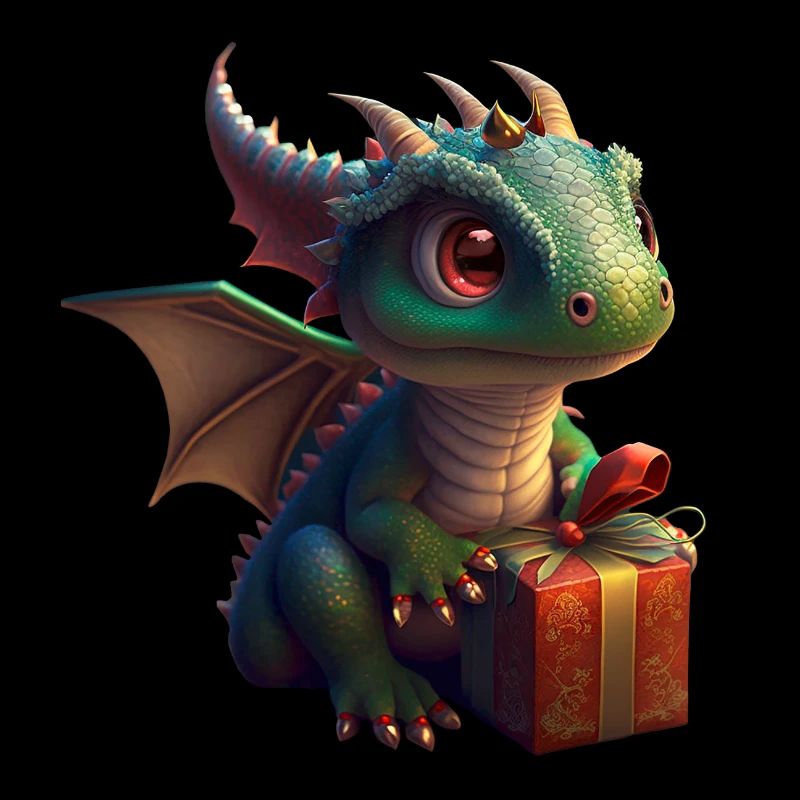 Bébé dragon avec cadeau
