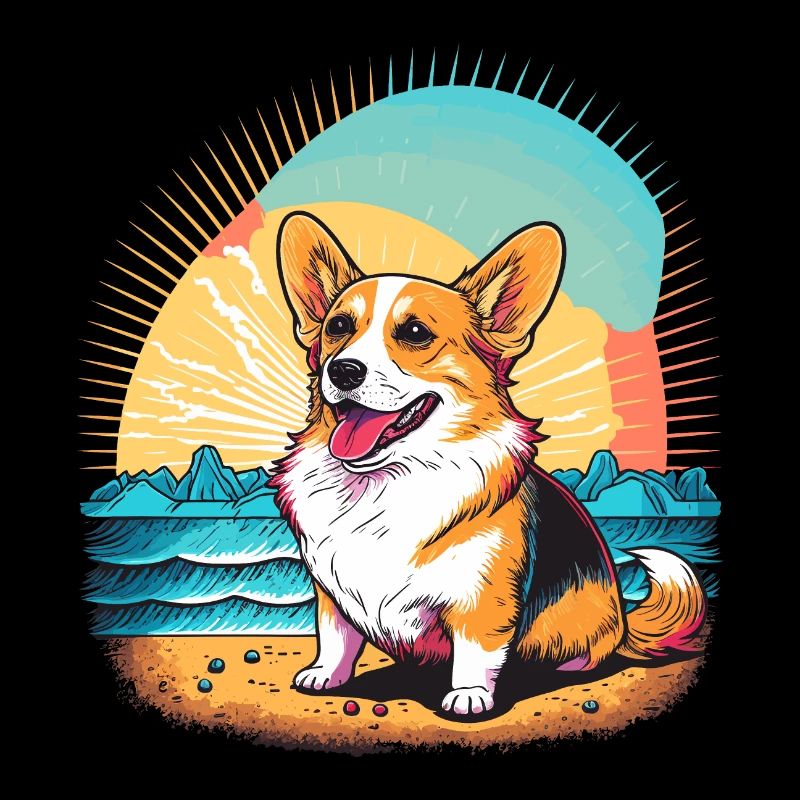 Corgi à la plage