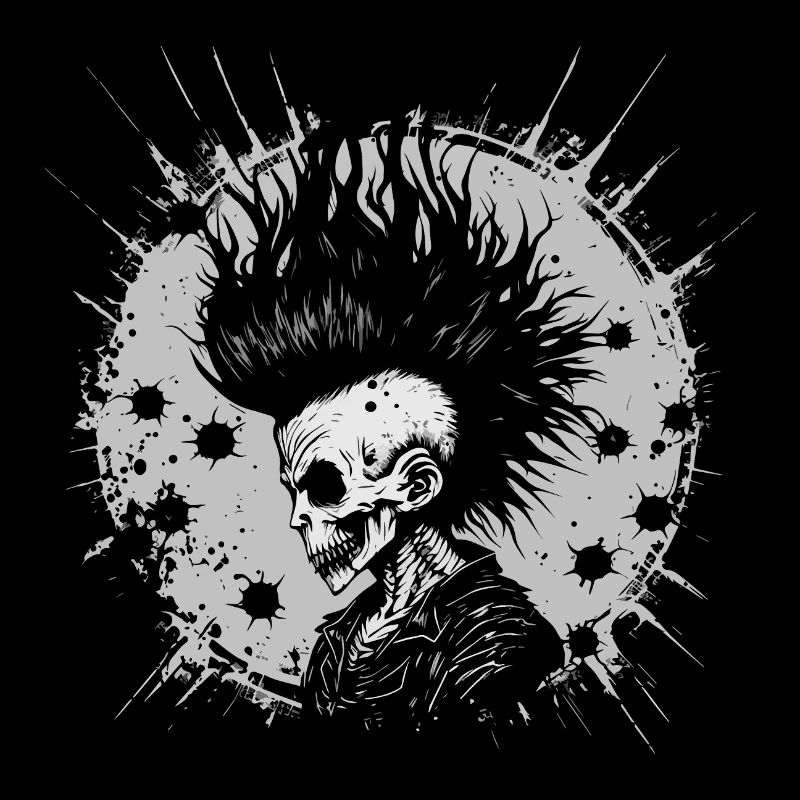 Horror Punk Zombie Skull