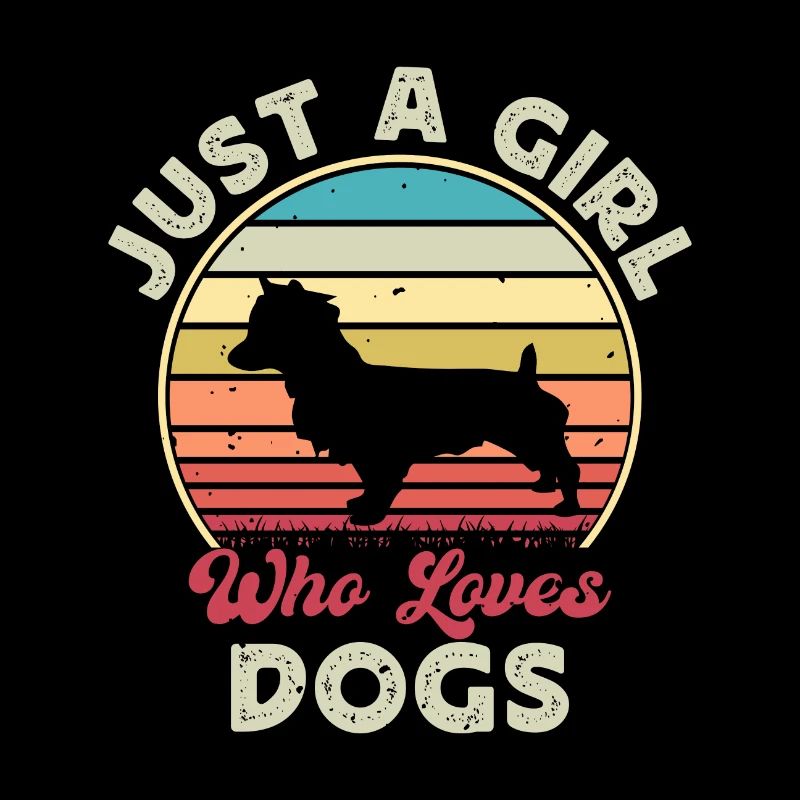 Australian Terrier Dog Silhouette Retro Sunset