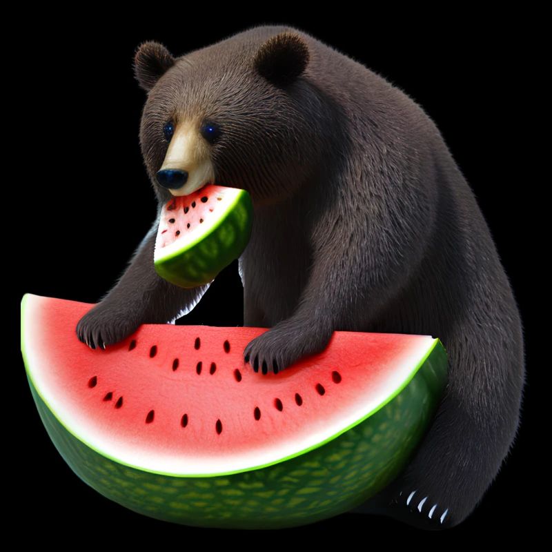 Bear with watermelon