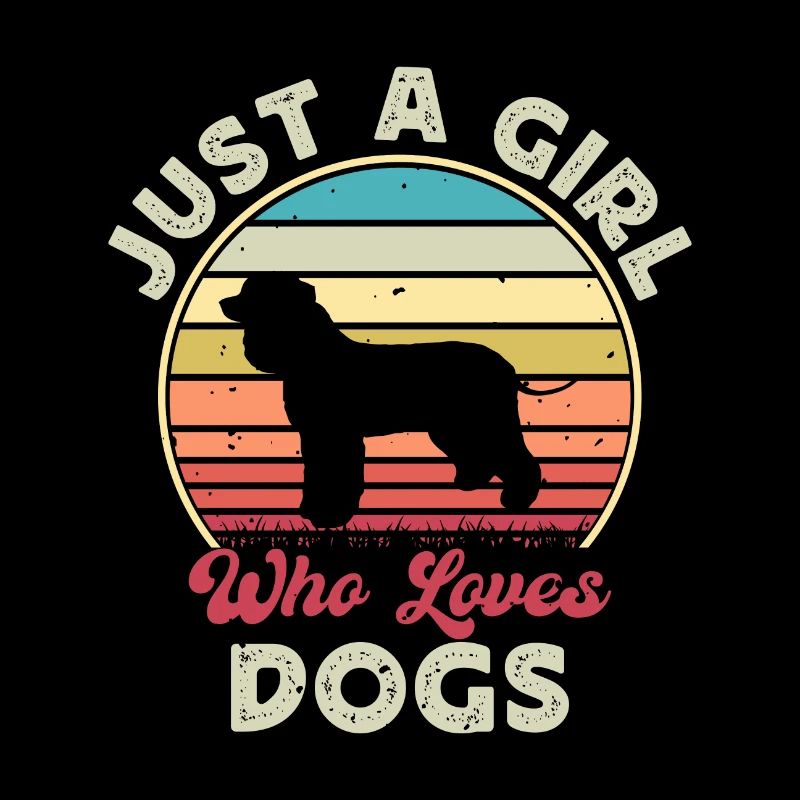 Irish Water Spaniel Dog Silhouette Retro Sunset