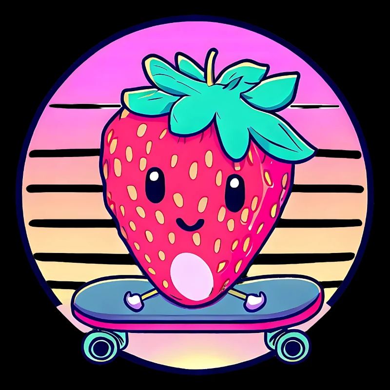 Strawberry skateboard in sunset
