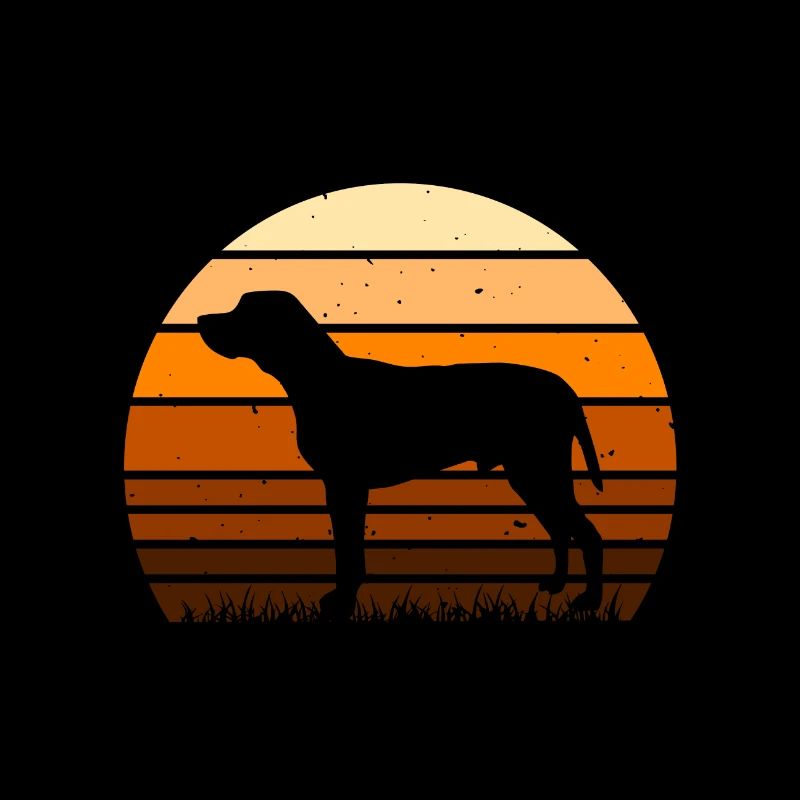 Braque Du Bourbonnais Chien Silhouette Rétro Coucher de Soleil