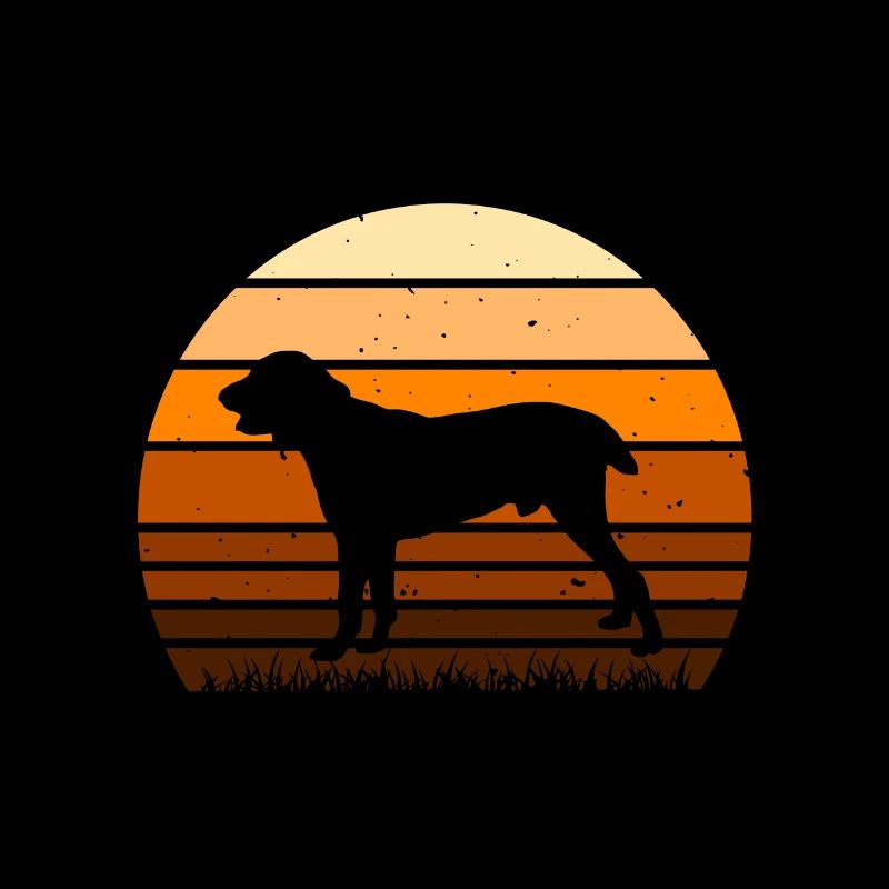 Chien de berger d’Asie centrale Silhouette Rétro Coucher de soleil