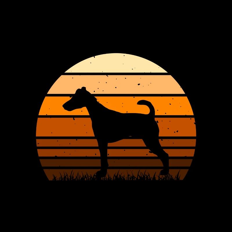 Fox Terrier Smooth Dog Silhouette Retro Sunset