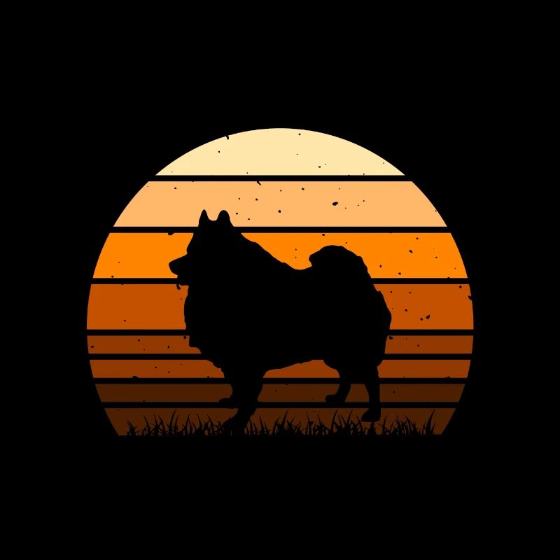 German Spitz Dog Lover Silhouette Vintage Sunset