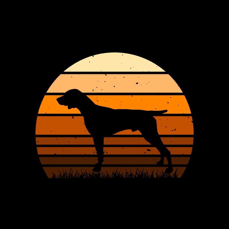 German Shorthaired Pointer Dog Silhouette Retro