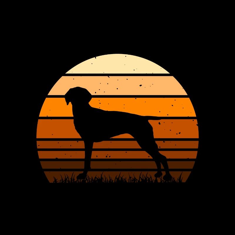 Vieux danois Pointer Dog Silhouette Retro Sunset