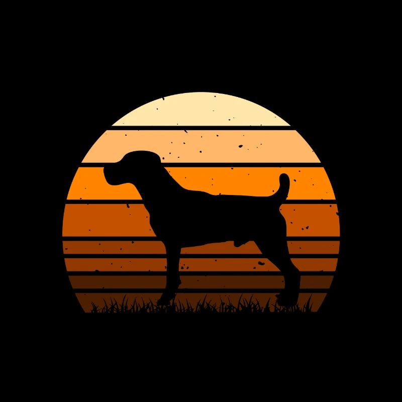 Parson Russell Terrier Dog Silhouette Retro Sunset