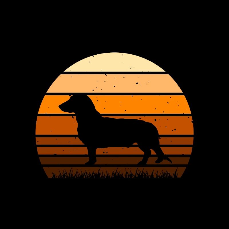 Westphalian Dachsbracke Dog Silhouette Retro Sun