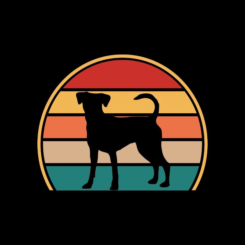 Austrian Pinscher Dog Love Silhouette Retro Sunset