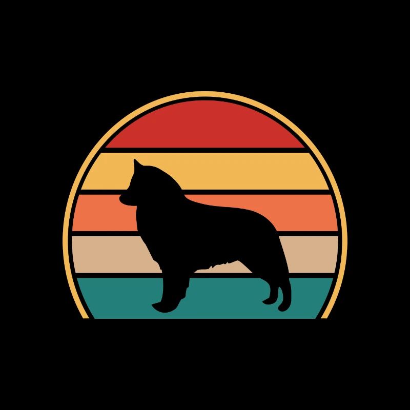 Belgian Shepherd Groenendael Dog Silhouette Retro