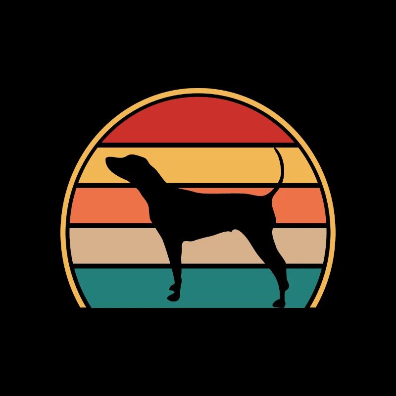 Black And Tan Coonhound Dog Silhouette Retro Sun