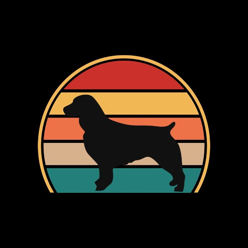 Boykin Spaniel Dog Lover Silhouette Vintage Sunset