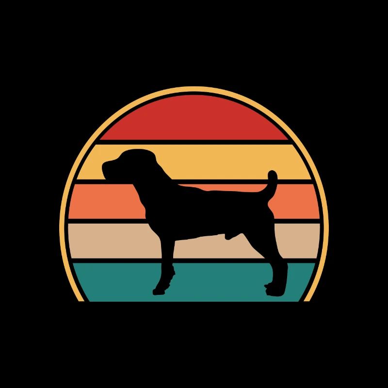 Parson Russell Terrier Dog Silhouette Retro Sunset