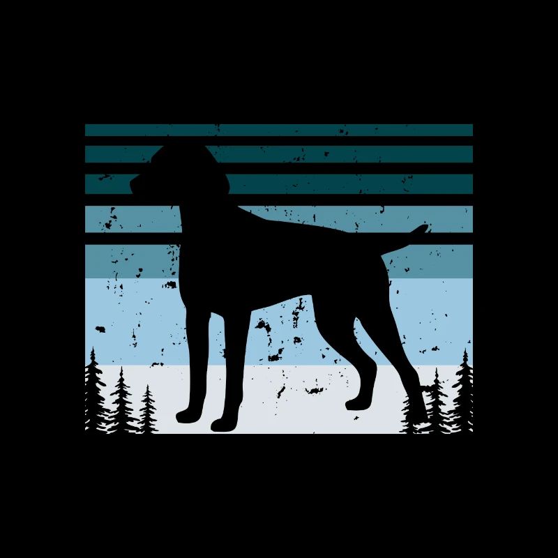 Braque D Auvergne Chien Amour Silhouette Rétro Coucher de Soleil