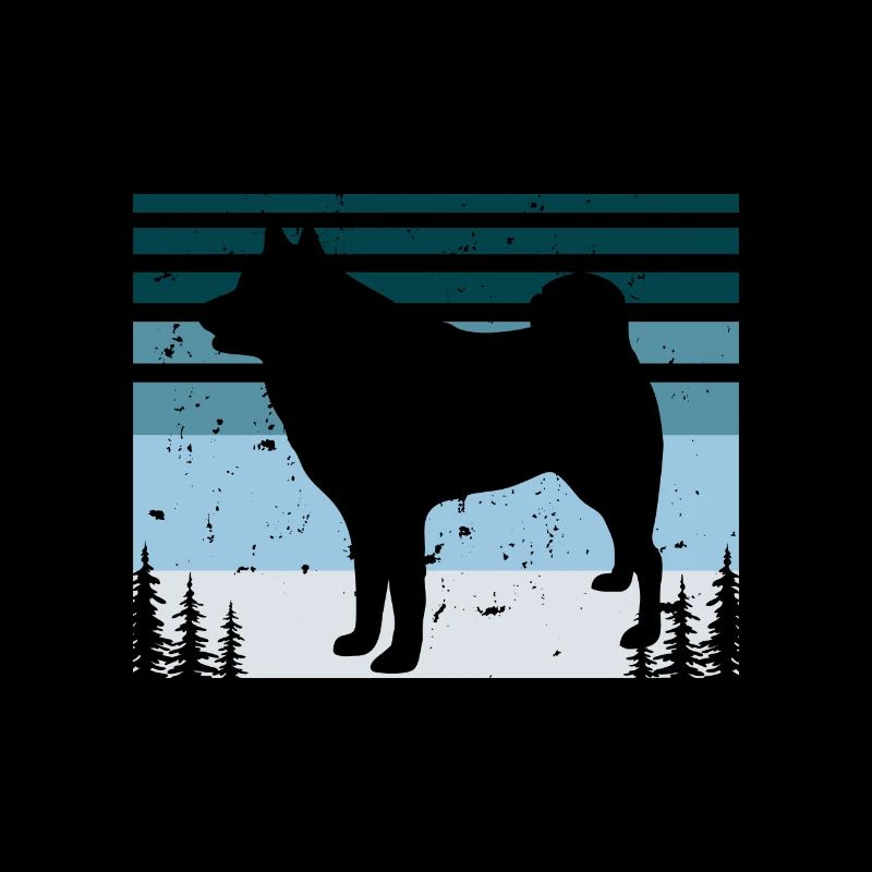 Finnish Spitz Dog Lover Silhouette Vintage Sunset