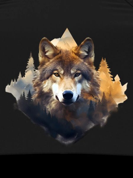 Wolf with mountains
