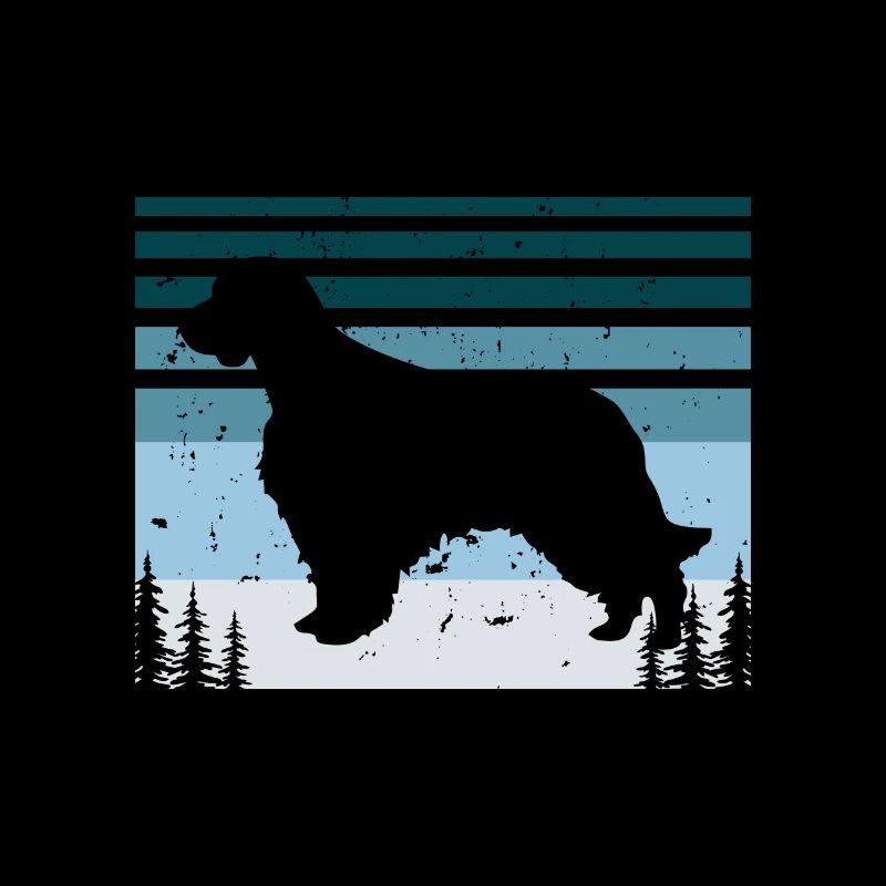 Welsh Springer Spaniel Dog Silhouette Retro Sunset