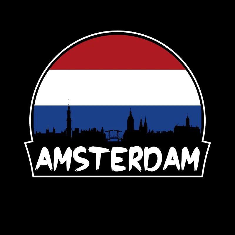 Amsterdam Pays-Bas Flag Skyline Silhouette
