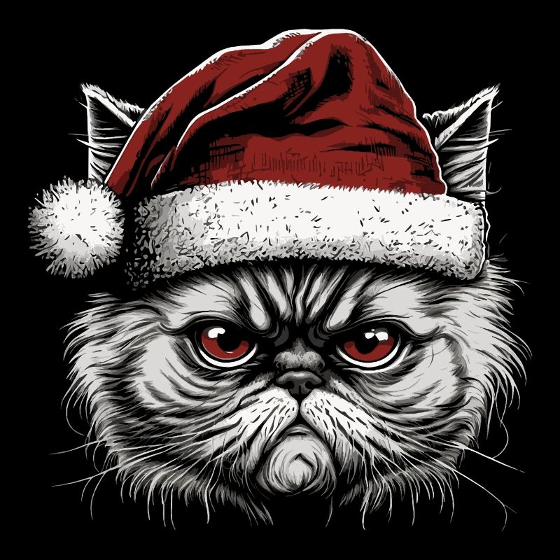 Chat persan avec chapeau de Père Noël