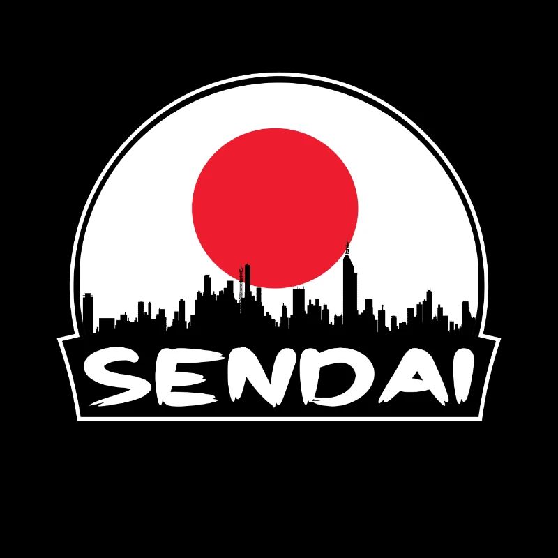 Sendai Japon drapeau skyline silhouette voyage