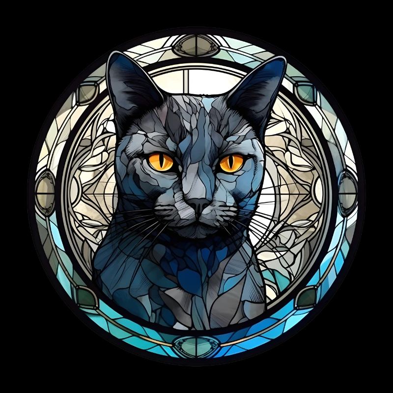 Verre aquarelle de race de chat bleu russe
